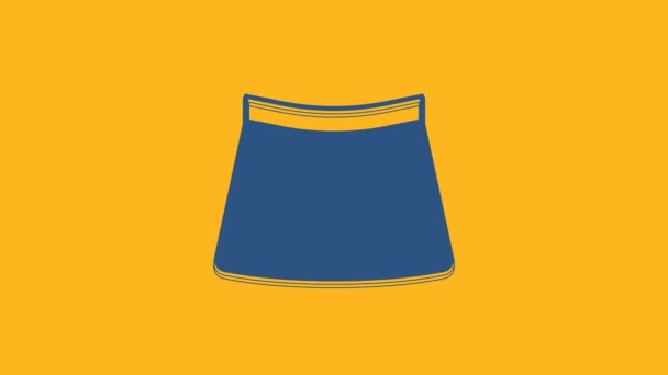Icono Falda Azul Aislado Sobre Fondo Naranja Animación Gráfica Vídeo — Vídeos de Stock