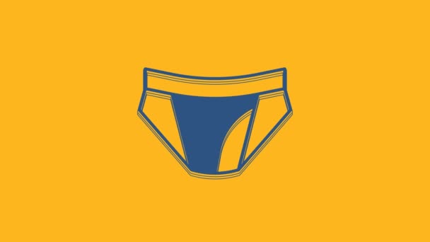 蓝色男子内裤图标孤立在橙色背景 男式内裤4K视频运动图形动画 — 图库视频影像
