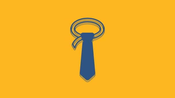 Blue Tie Icon Isolated Orange Background Necktie Neckcloth Symbol Video — Video