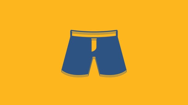 蓝色短裤或裤子图标孤立在橙色背景 4K视频运动图形动画 — 图库视频影像