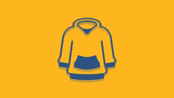 Blue Hoodie Icon Isolated Orange Background Hooded Sweatshirt Video Motion — Wideo stockowe