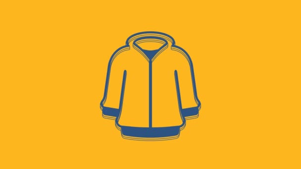 Blue Hoodie Icon Isolated Orange Background Hooded Sweatshirt Video Motion — Stok video