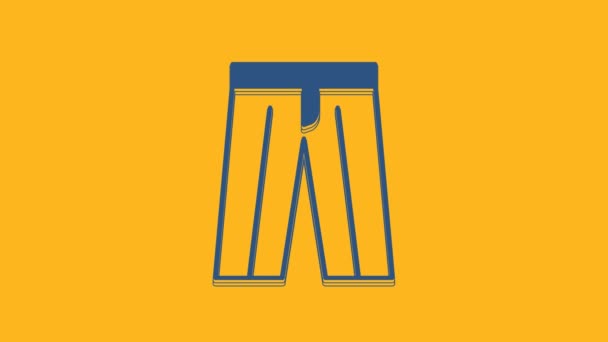 Blue Pants Icon Isolated Orange Background Trousers Sign Video Motion — Stockvideo