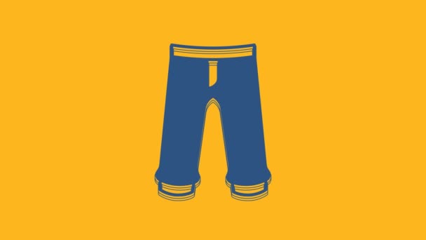 蓝色裤子图标孤立在橙色背景 裤子的签名 4K视频运动图形动画 — 图库视频影像