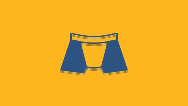 Modré Pánské Kalhotky Ikona Izolované Oranžovém Pozadí Mužské Spodní Prádlo — Stock video