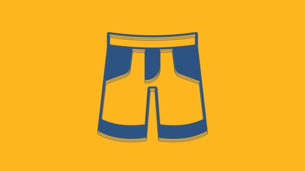 蓝色短裤或裤子图标孤立在橙色背景 4K视频运动图形动画 — 图库视频影像