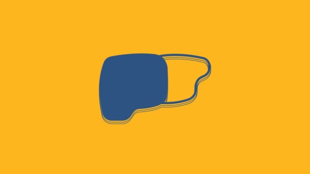 Blue Human Organ Liver Icon Isolated Orange Background Video Motion — Wideo stockowe