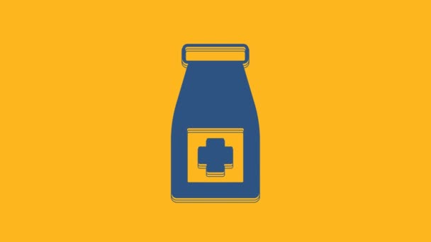 Blue Medicine Bottle Pills Icon Isolated Orange Background Bottle Pill — Stock Video