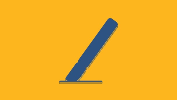 Blue Medical Surgery Scalpel Tool Icon Isolated Orange Background Medical — Stockvideo