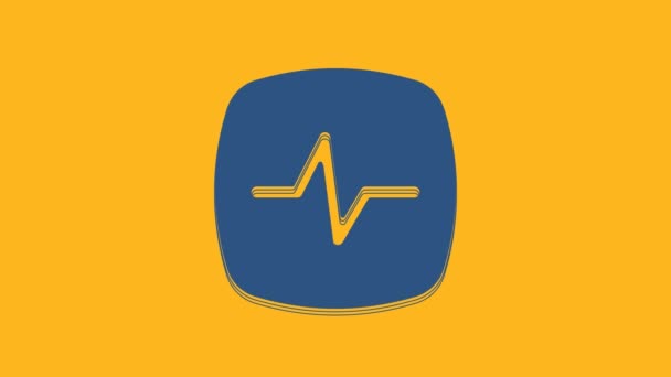 Blue Heart Rate Icon Isolated Orange Background Heartbeat Sign Heart — Stok video