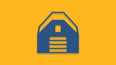 Blue Garage icon isolated on orange background. 4K Video motion graphic animation.