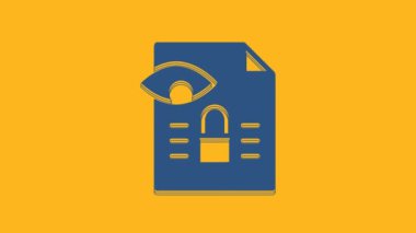 Blue Journalistic investigation icon isolated on orange background. Financial crime, tax evasion, money laundering, corruption. 4K Video motion graphic animation.