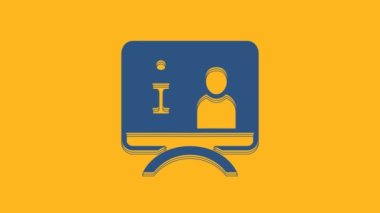 Blue Television report icon isolated on orange background. TV news. 4K Video motion graphic animation.