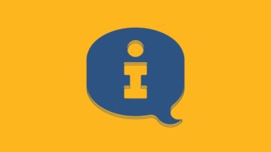 Blue Information icon isolated on orange background. 4K Video motion graphic animation.