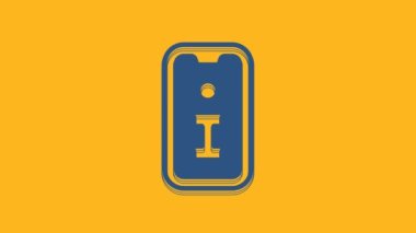 Blue Information icon isolated on orange background. 4K Video motion graphic animation.