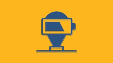 Blue Battery charge level indicator icon isolated on orange background. 4K Video motion graphic animation.