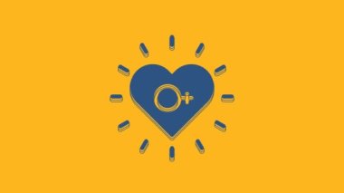 Blue Feminism icon isolated on orange background. Fight for freedom, independence, equality. 4K Video motion graphic animation.