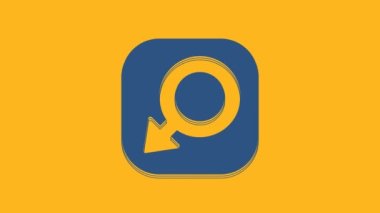 Blue Male gender symbol icon isolated on orange background. 4K Video motion graphic animation.