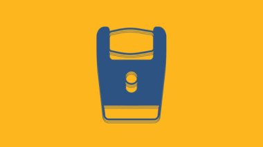 Blue Electric razor blade for men icon isolated on orange background. Electric shaver. 4K Video motion graphic animation.