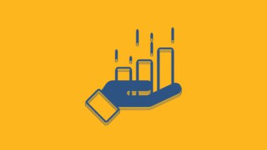 Blue Financial growth increase icon isolated on orange background. Increasing revenue. 4K Video motion graphic animation.
