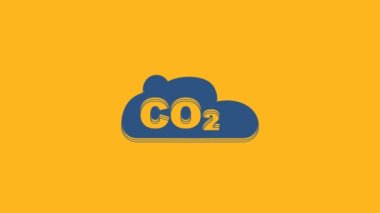 Blue CO2 emissions in cloud icon isolated on orange background. Carbon dioxide formula, smog pollution concept, environment concept. 4K Video motion graphic animation.
