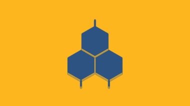 Blue Chemical formula icon isolated on orange background. Abstract hexagon for innovation medicine, health, research and science. 4K Video motion graphic animation.