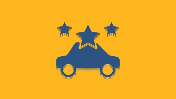 Піктограма Спільного Використання Blue Car Ізольована Помаранчевому Фоні Спільний Знак — стокове відео