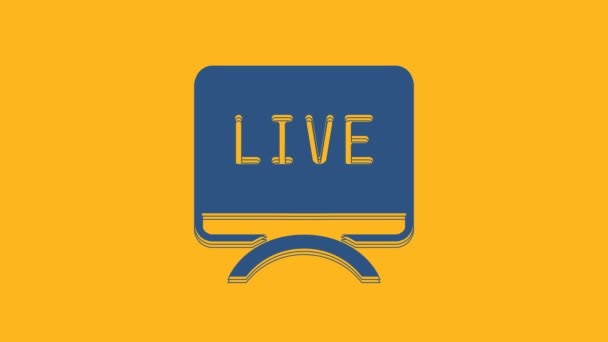 Blue Live Report Icon Isolated Orange Background Live News Hot — ストック動画