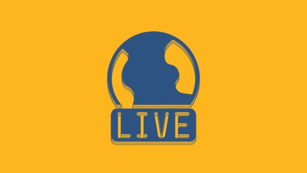 Blue Live Rapport Ikon Isolerad Orange Bakgrund Live Nyheter Heta — Stockvideo
