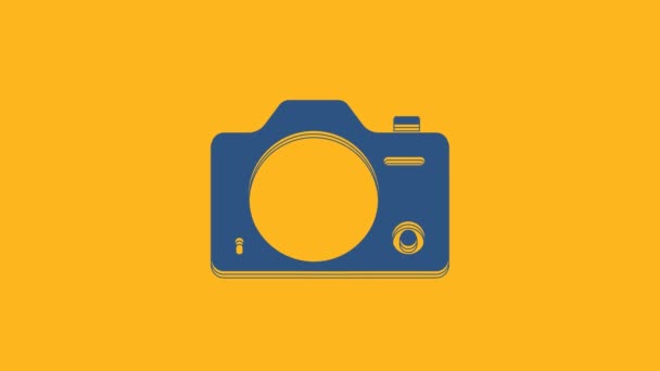 Blue Photo Camera Icon Isolated Orange Background Foto Camera Digital — ストック動画