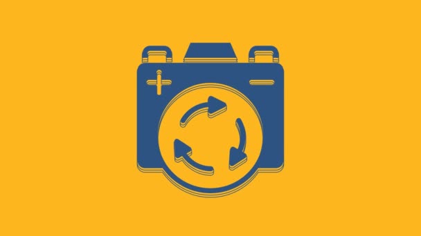 Blue Battery Recycle Symbol Icon Isolated Orange Background Battery Recycling — Vídeo de stock