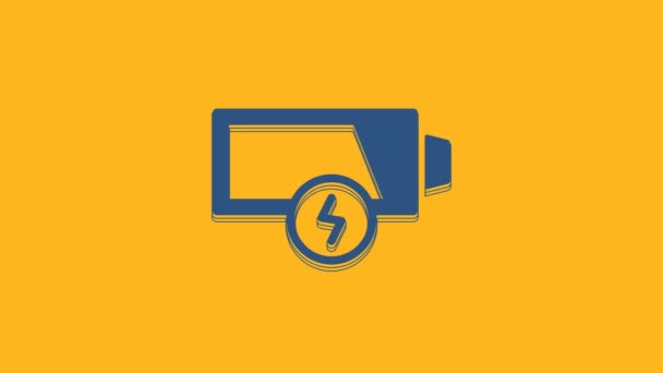 Blue Battery Charge Level Indicator Icon Isolated Orange Background Video — Stockvideo