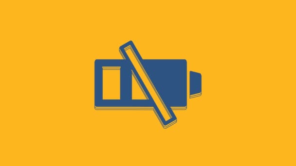 Blue Battery Charge Level Indicator Icon Isolated Orange Background Video — Stok video