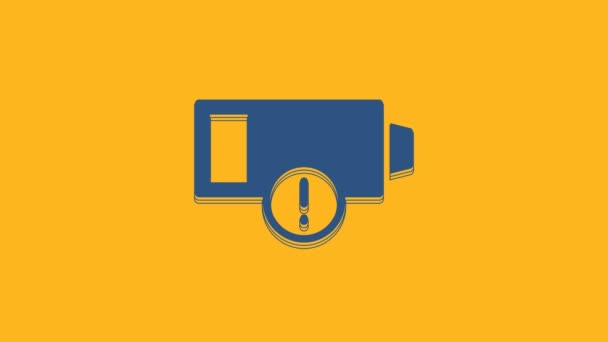 Blue Battery Charge Level Indicator Icon Isolated Orange Background Video — Wideo stockowe