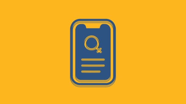 Blue Dating App Online Mobile Concept Icon Isolated Orange Background — Stok Video