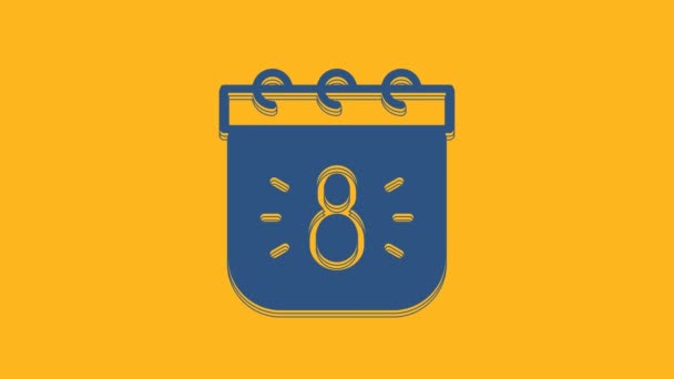 Calendario Azul Con Icono Del Marzo Aislado Sobre Fondo Naranja — Vídeos de Stock