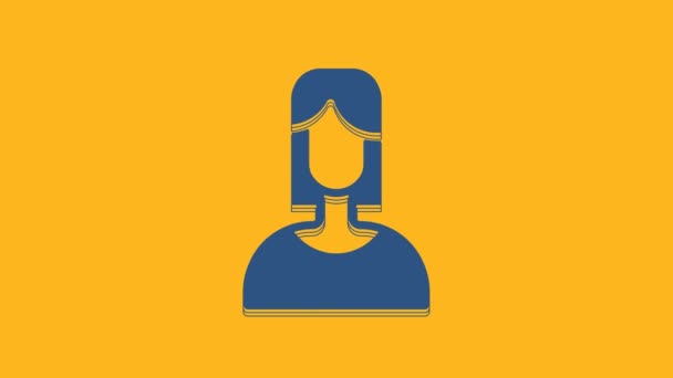 Icono Femenino Azul Aislado Sobre Fondo Naranja Símbolo Venus Símbolo — Vídeos de Stock
