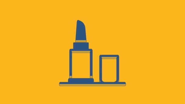 Ікона Blue Lipstick Ізольована Помаранчевому Тлі Відеографічна Анімація — стокове відео