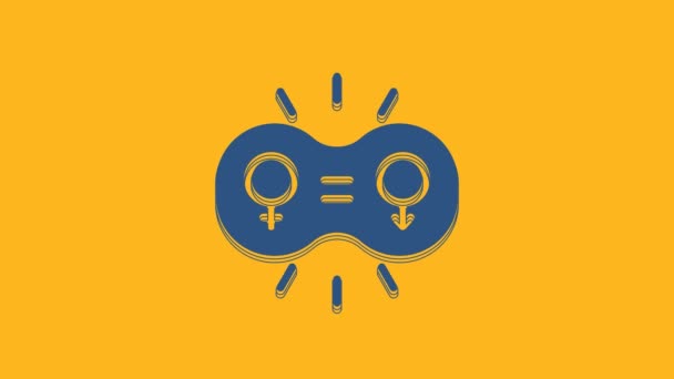 Blue Gender Equality Icon Isolated Orange Background Equal Pay Opportunity — 图库视频影像