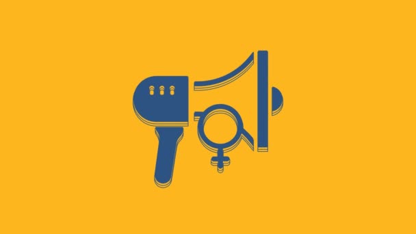 Blue Female Movement Feminist Activist Banner Placards Icon Isolated Orange — Stock videók
