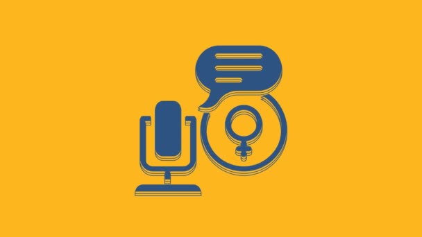 Blue Microphone Icon Isolated Orange Background Air Radio Mic Microphone — Stok video