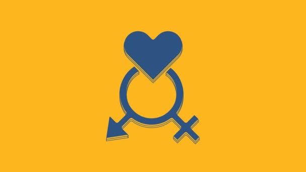 Синий Значок Gender Выделен Оранжевом Фоне Символы Мужчин Женщин Секс — стоковое видео