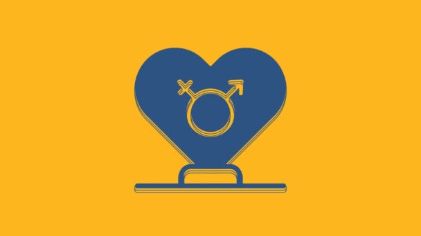 Blue Gender Icon Isolated Orange Background Symbols Men Women Sex — Vídeos de Stock