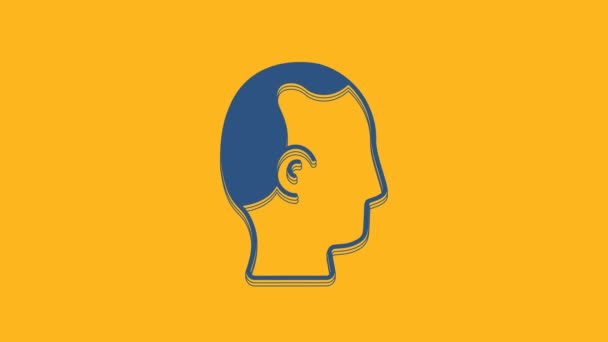 Blue Baldness Icon Isolated Orange Background Alopecia Video Motion Graphic — Stock Video