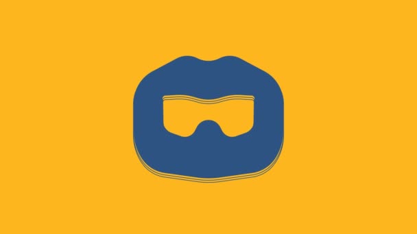 Blue Mustache Beard Icon Isolated Orange Background Barbershop Symbol Facial — Stockvideo