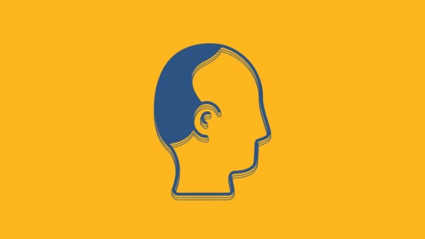 Blue Baldness Icon Isolated Orange Background Alopecia Video Motion Graphic — Stockvideo