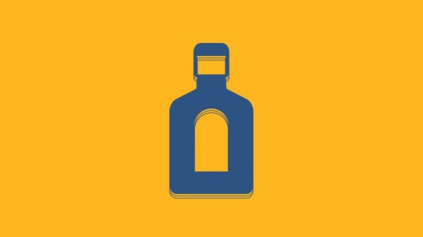 Blue Bottle Shampoo Icon Isolated Orange Background Video Motion Graphic — Vídeos de Stock
