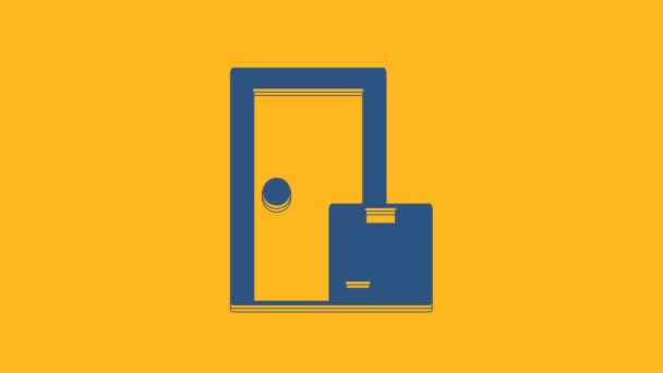Blue Home Delivery Services Icon Isolated Orange Background Video Motion — Video