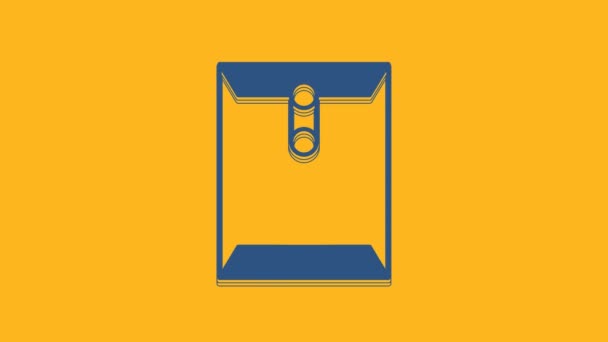 Blue Envelope Icoon Geïsoleerd Oranje Achtergrond Ontvangen Bericht Concept Nieuw — Stockvideo