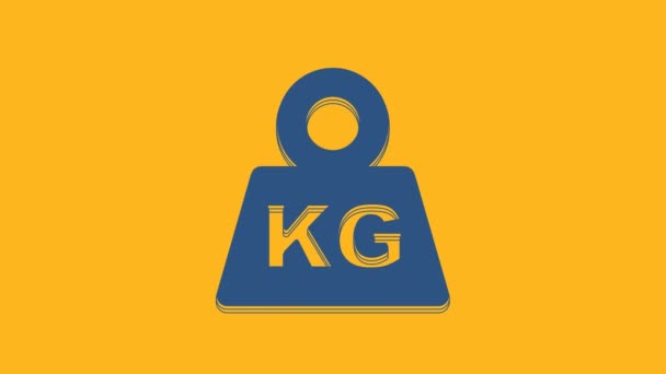 Blaues Gewicht Symbol Isoliert Auf Orangefarbenem Hintergrund Kilogramm Gewichtsblock Für — Stockvideo